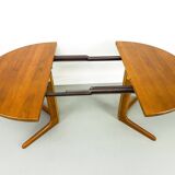 Danish Round Teak Dining Table with Extensions, 1970s