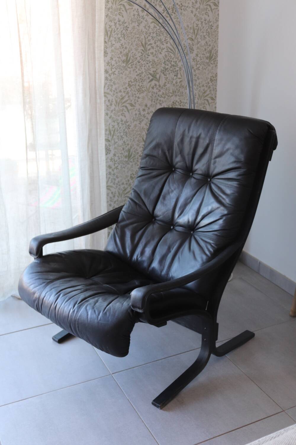 Siesta armchair Westnofa ingmar relling vintage black leather