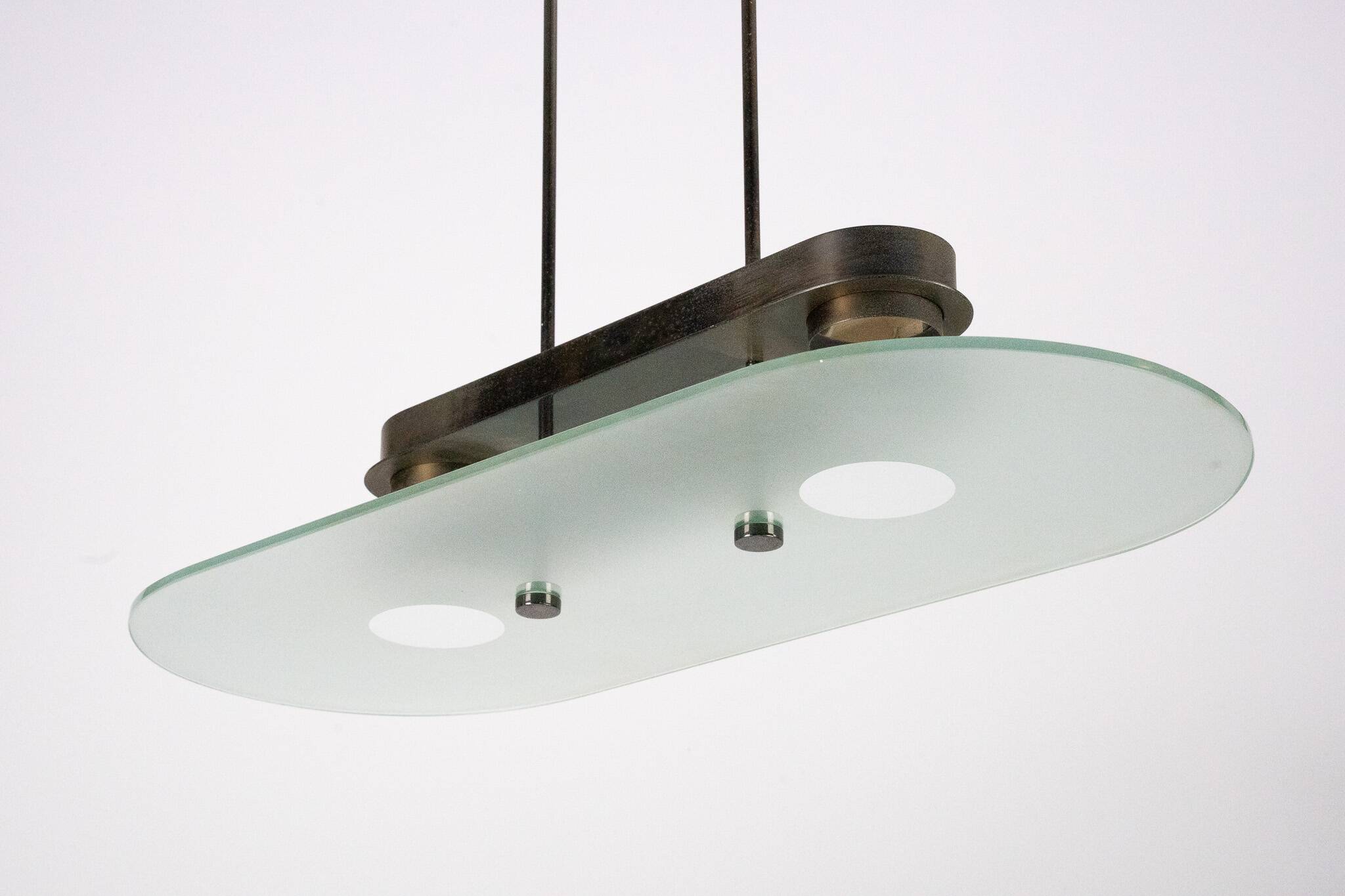 Lumi Milano Mid-Century Chandelier in Brass and Glass – Italy, 1970s