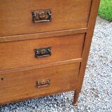 Chest of drawers of the 50s in solid oak 3 drawers conical feet