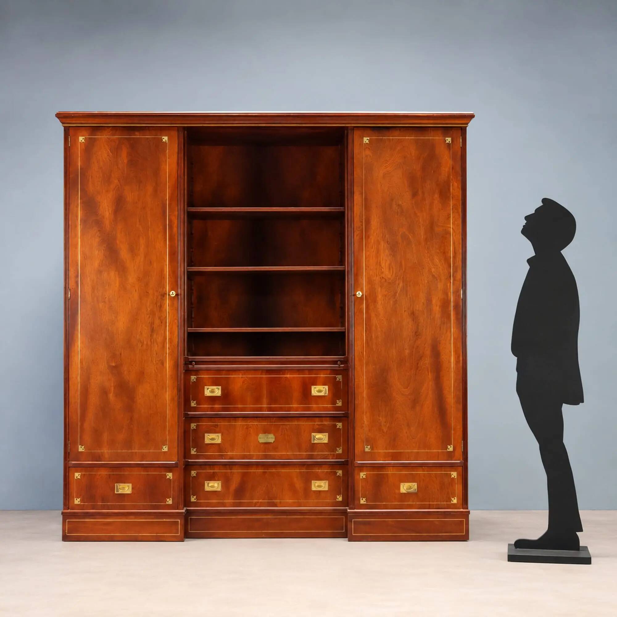Antique mahogany and brass wardrobe, United Kingdom, 20th century