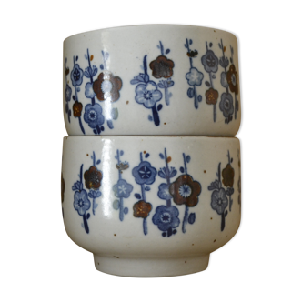 Lot de 2 tasses motif fleur bleue