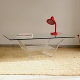 Glass and plexiglass coffee table - David Lange