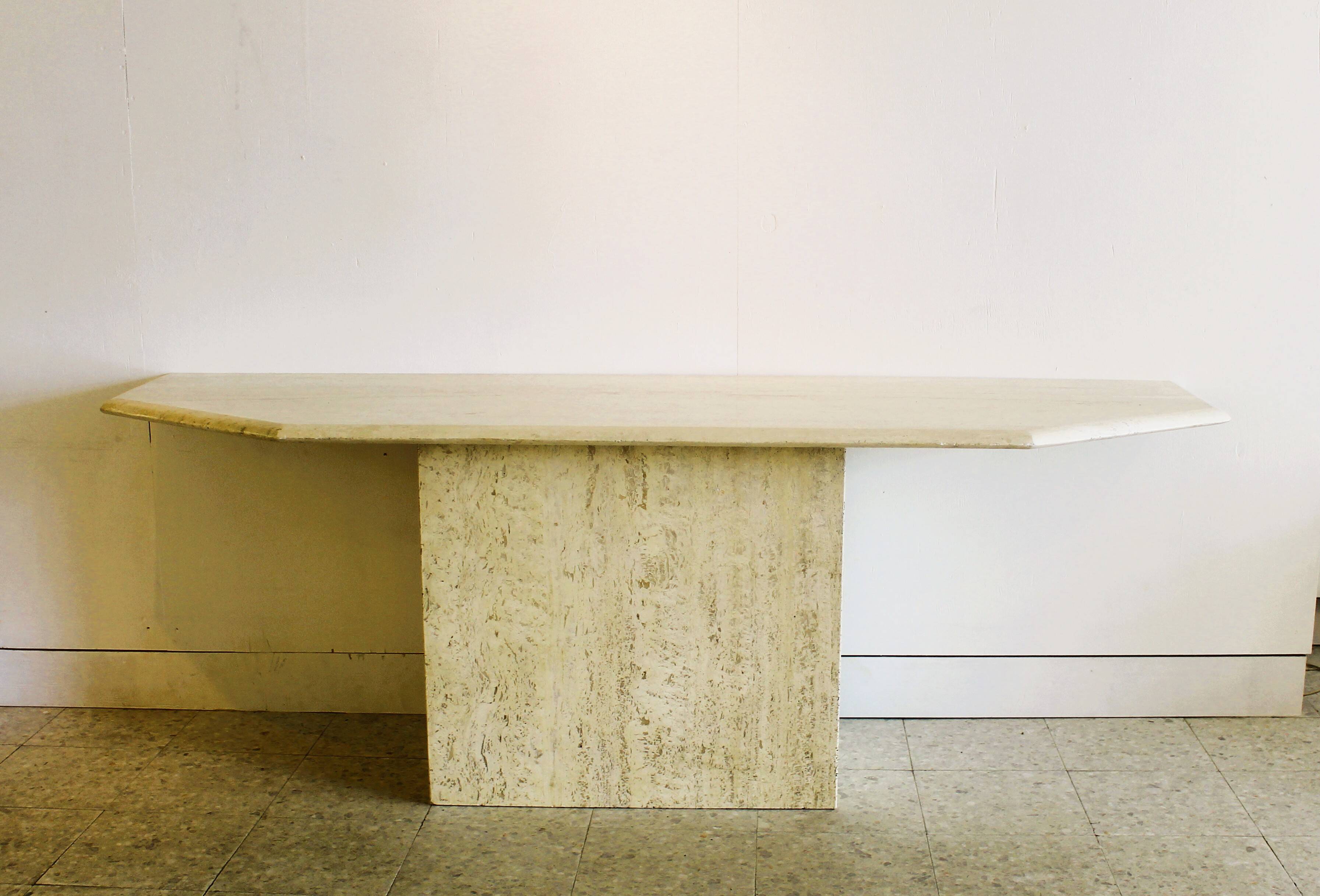 Very large travertine console, Italy, 1970s.