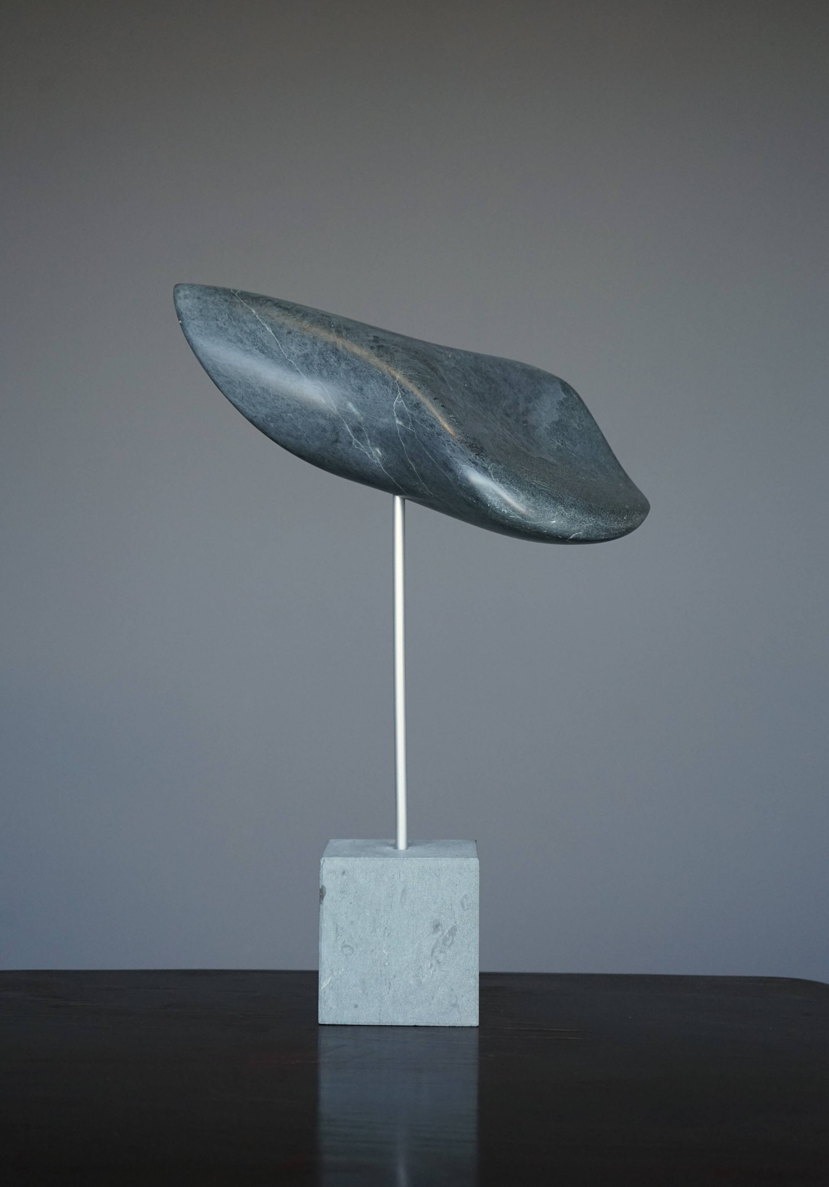 Abstract Organic Sculpture in polished Grey Stone, 1980s