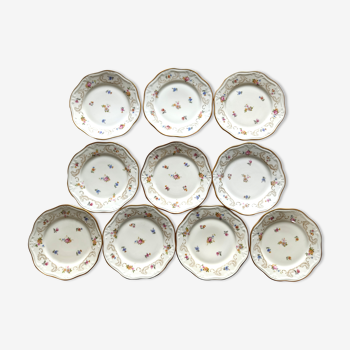 VEB R Reichenbach 10 plates in floral porcelain