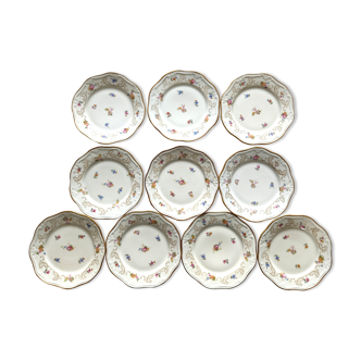 VEB R Reichenbach 10 plates in floral porcelain