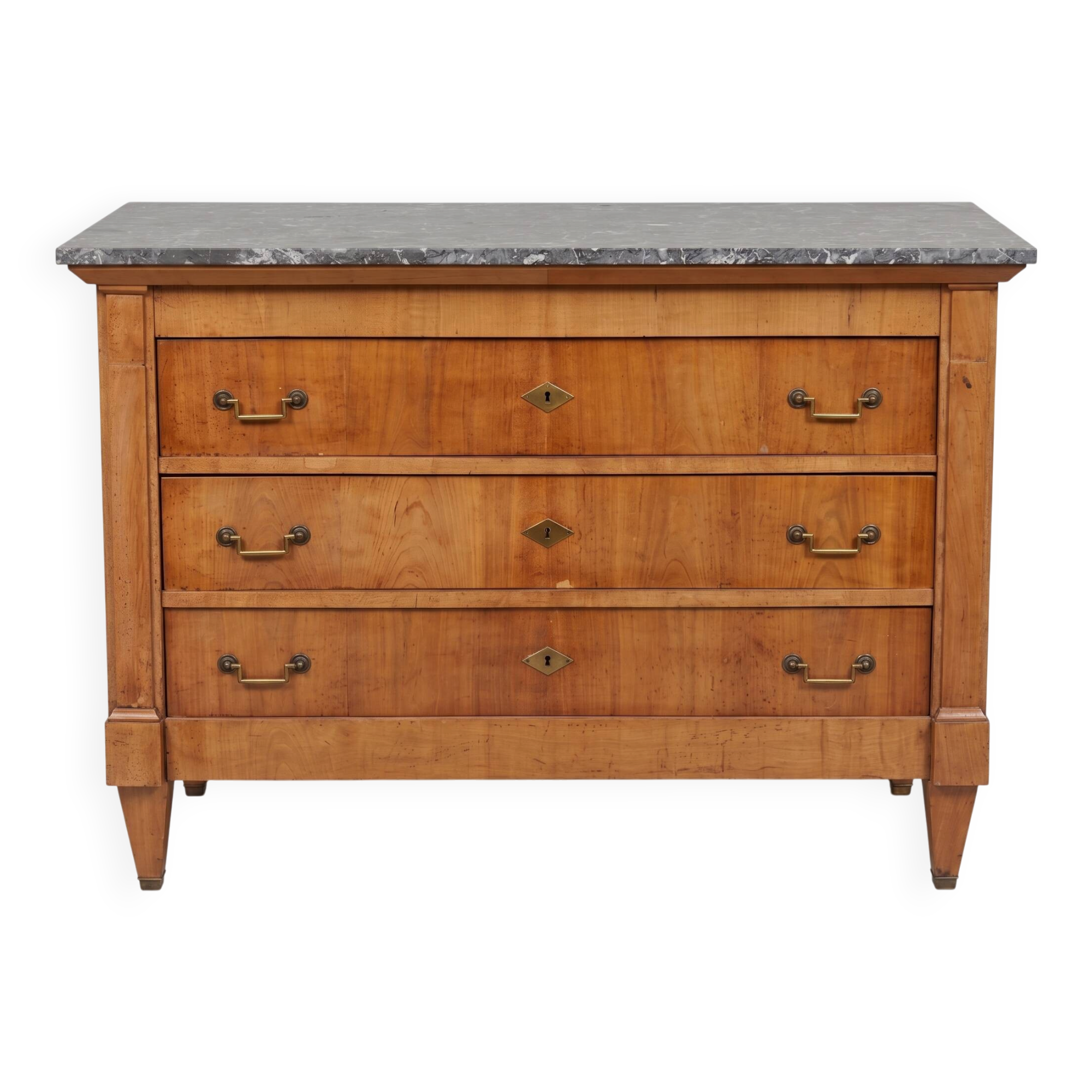 Commode ancienne style Empire / Louis-Philippe – Dessus Marbre Gris