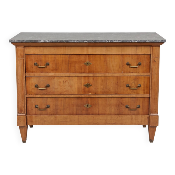 Commode ancienne style Empire / Louis-Philippe – Dessus Marbre Gris