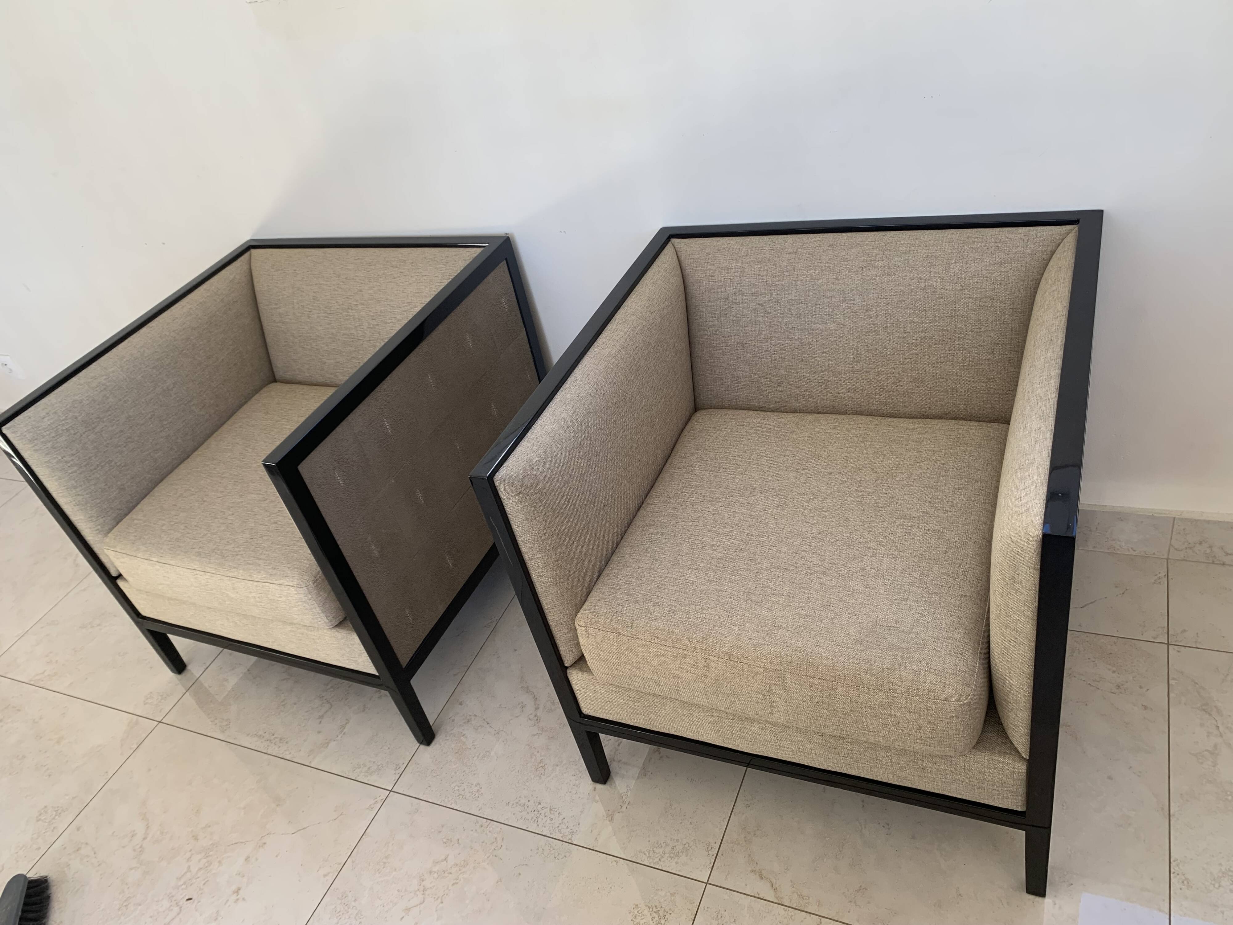 Luxury mahogany and fabric armchair Casa Padrino