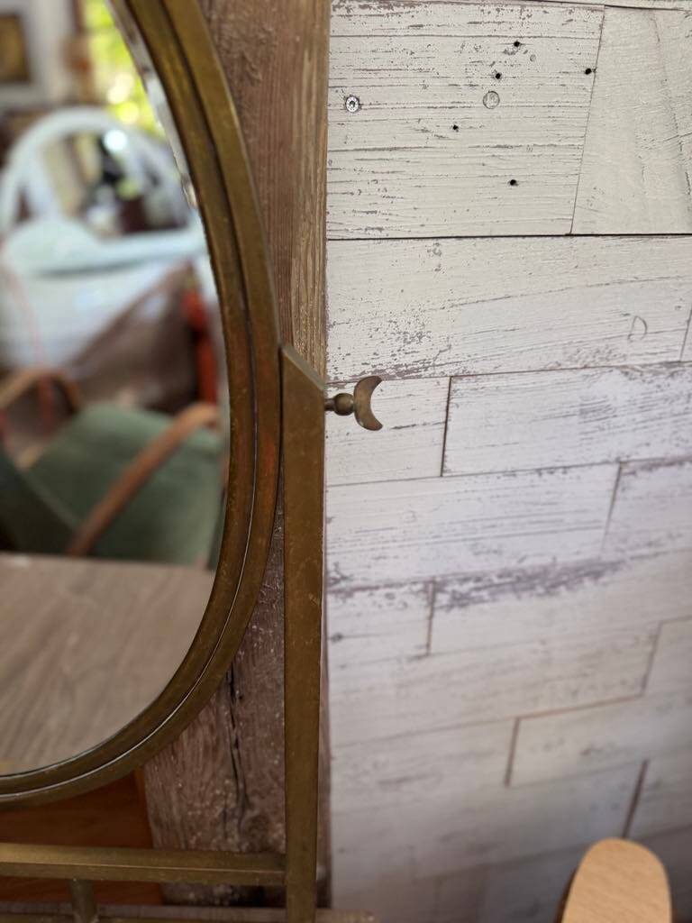 Vintage French Art Deco vanity table in brass and marble, 1940s