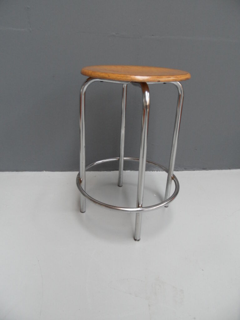 Industrial chrome stool