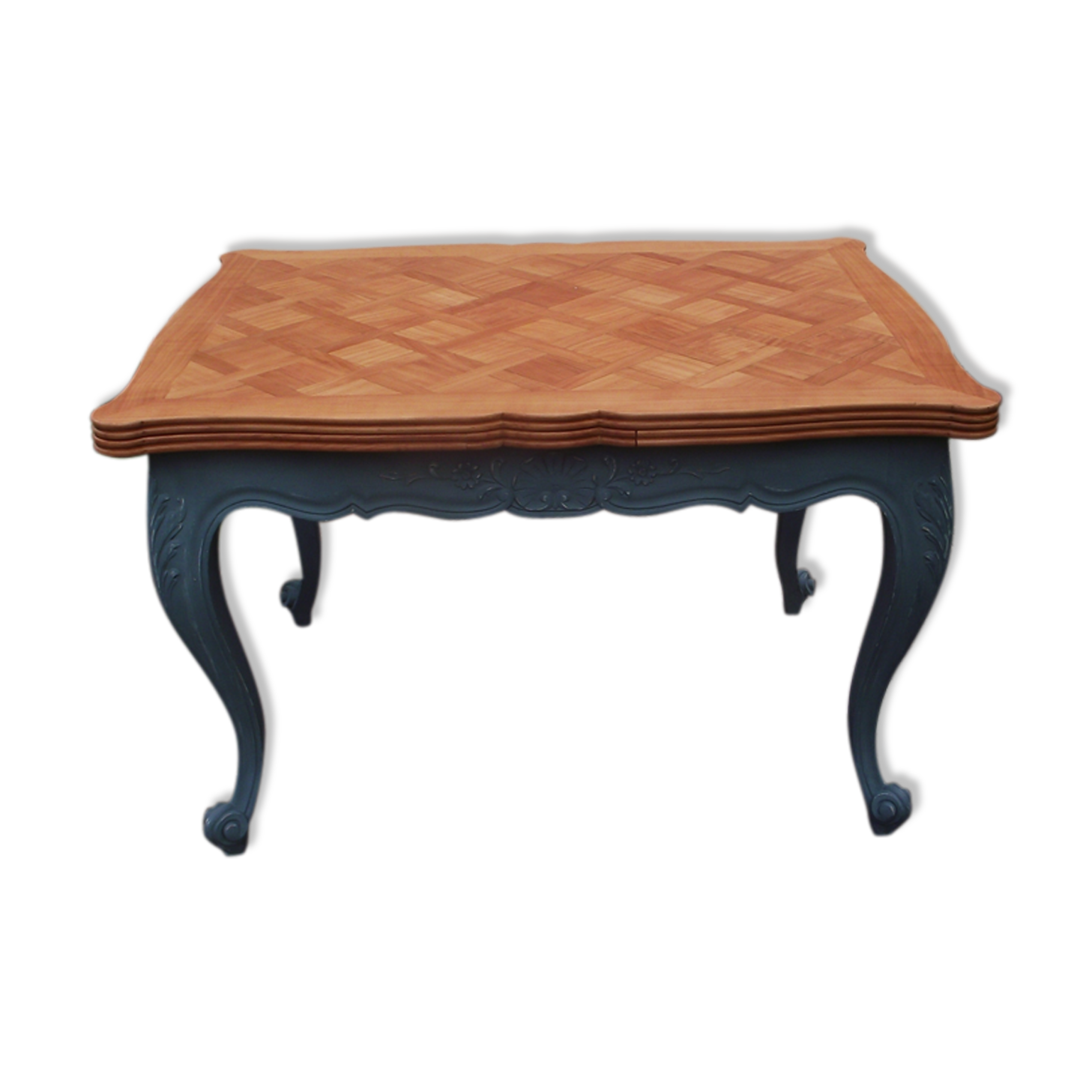 Louis XV-style extension table in solid cherry.