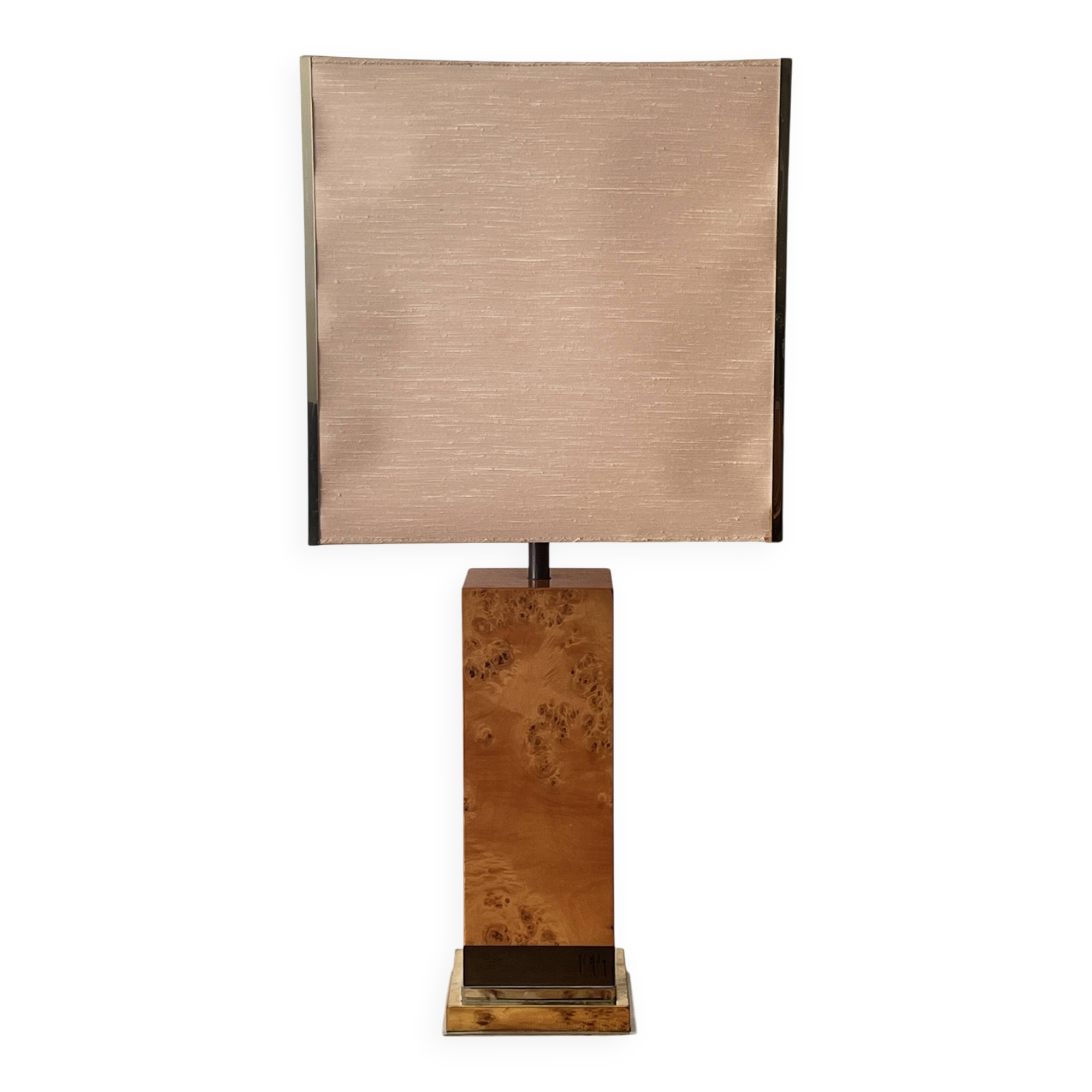 Majestic table lamp in elm burl, C.Mahey design 1970