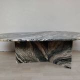 Table basse organique en marbre vert, années 70