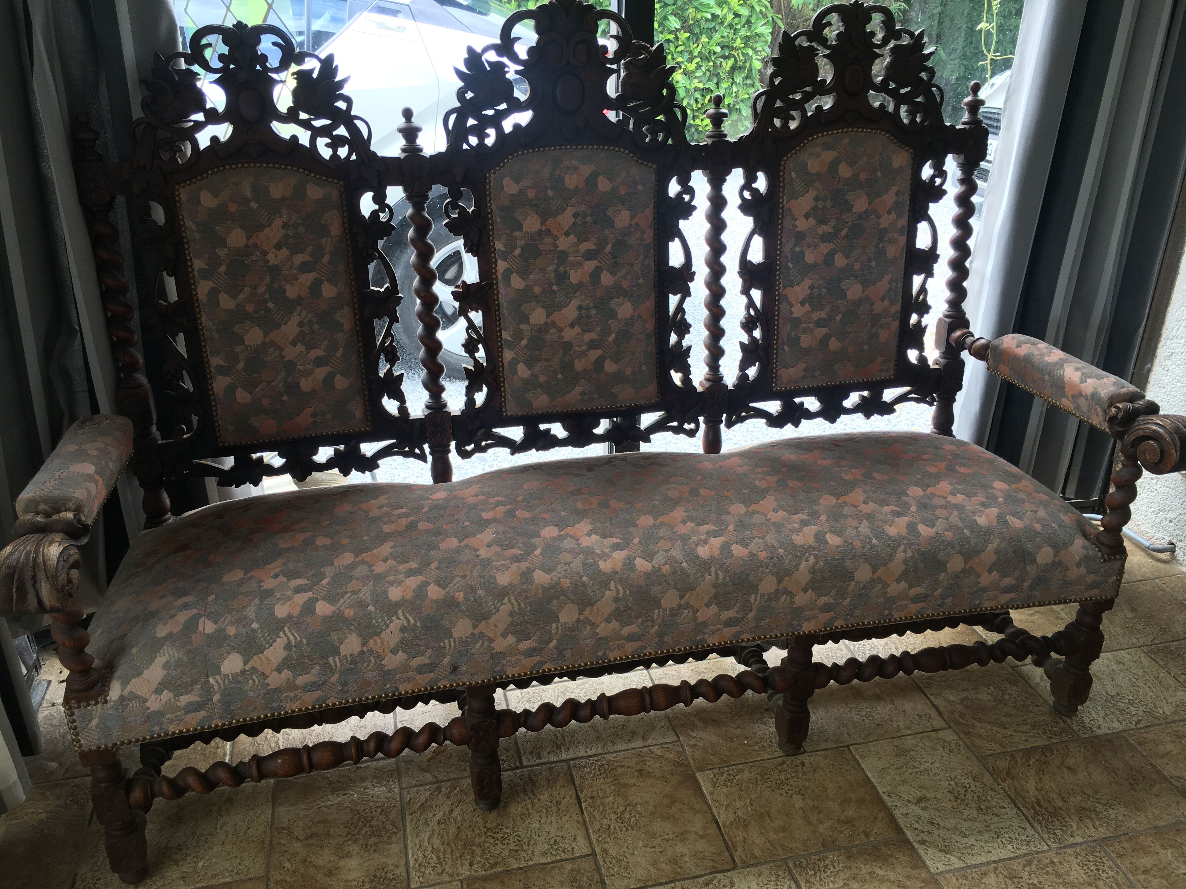 Louis XIII oak sofa