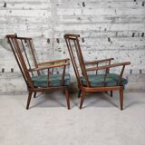 Paire de fauteuils Baumann éventail