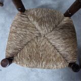 Set of 4 wooden and straw chairs