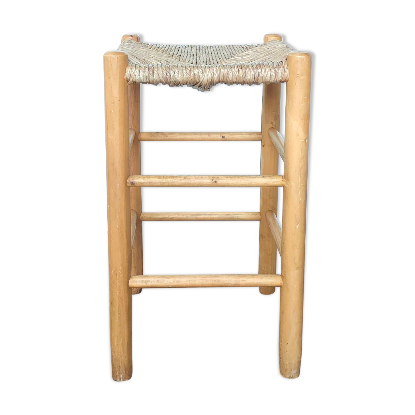 Wooden and straw stool