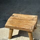 Small side table or stool in four-legged blond teak H:30 L43 l30