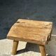 Petite table d'appoint ou tabouret en teck blond quadripode H:30 L43 l30