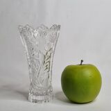 Pressed glass vase decorated with flowers, 50s