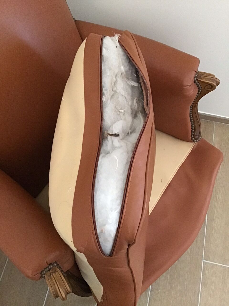 Louis VX style leather armchairs