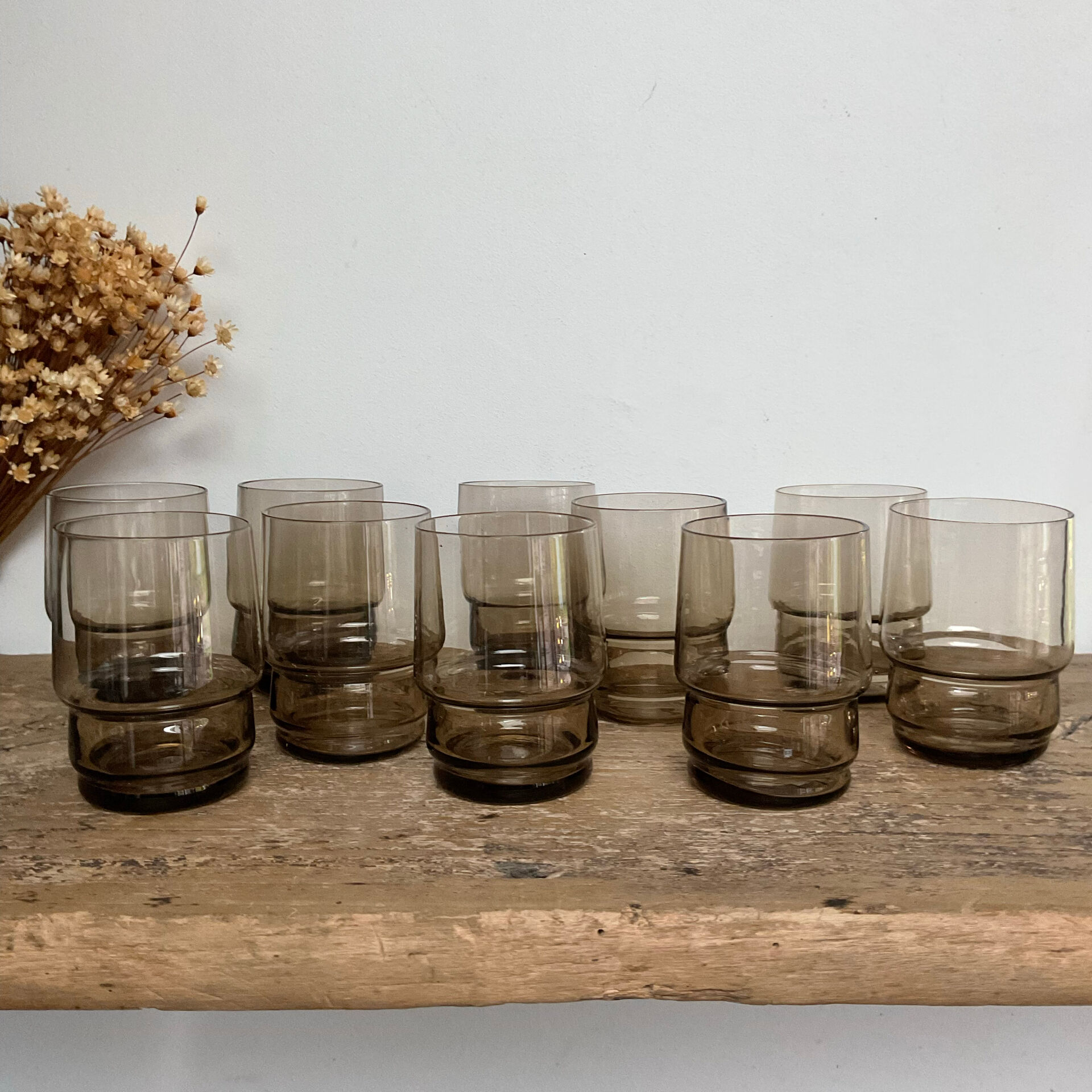 10 small vintage handmade glasses
