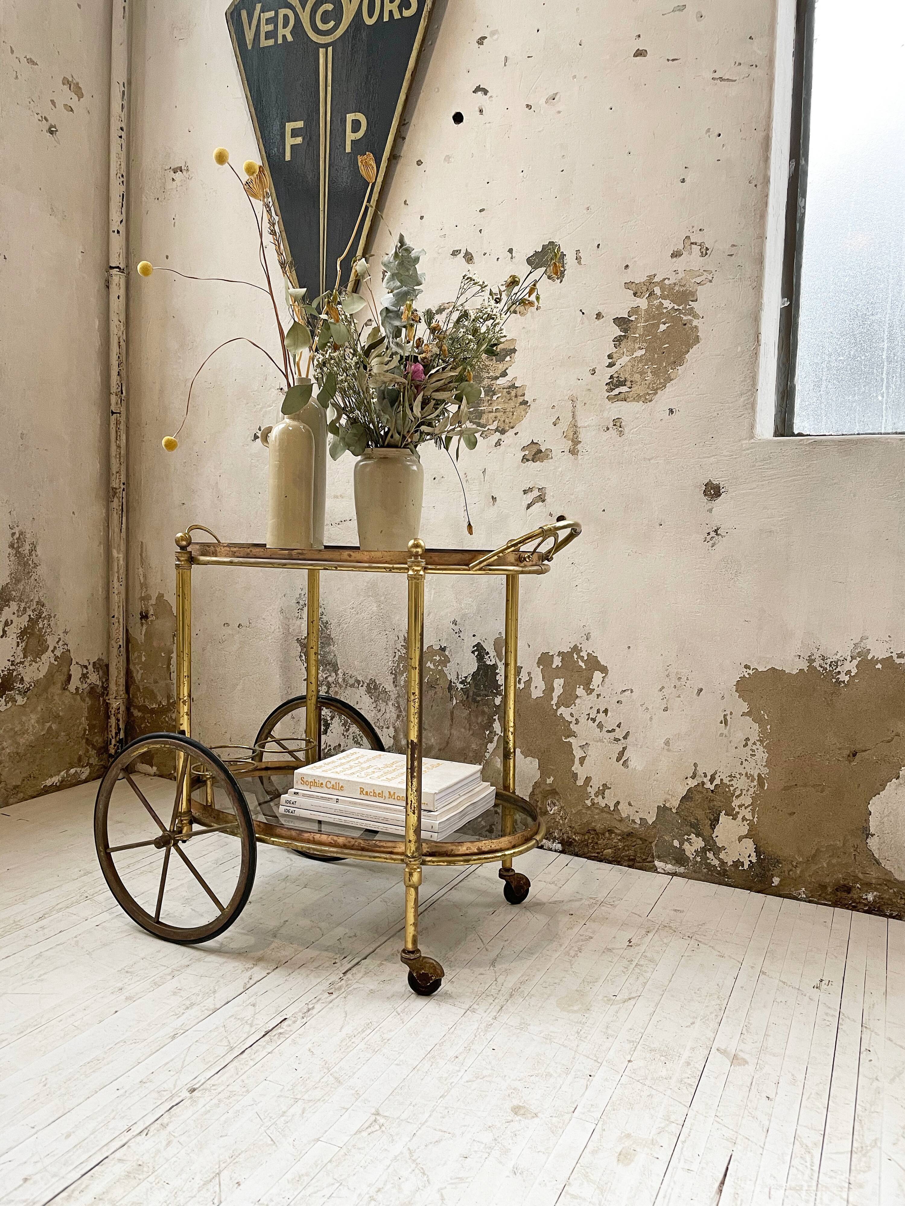 Cart serves brass bar