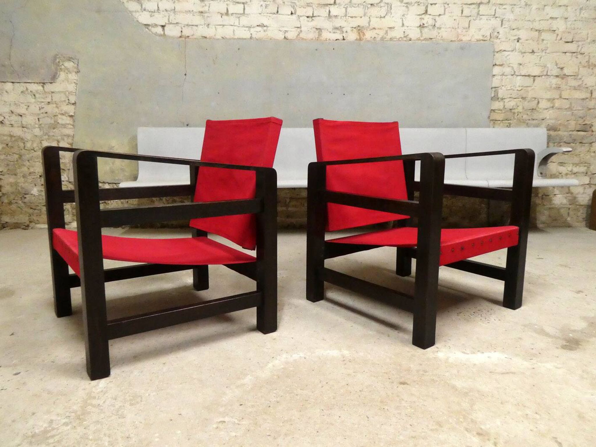 paire de fauteuils safari en chêne, 1950