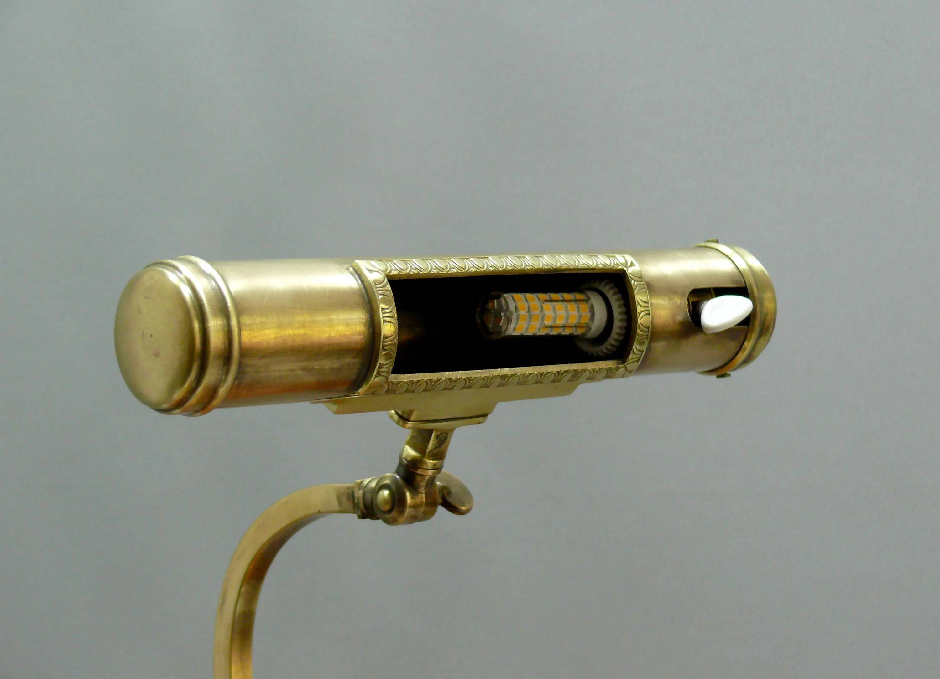 Art Deco brass piano lamp with rotary switch socket