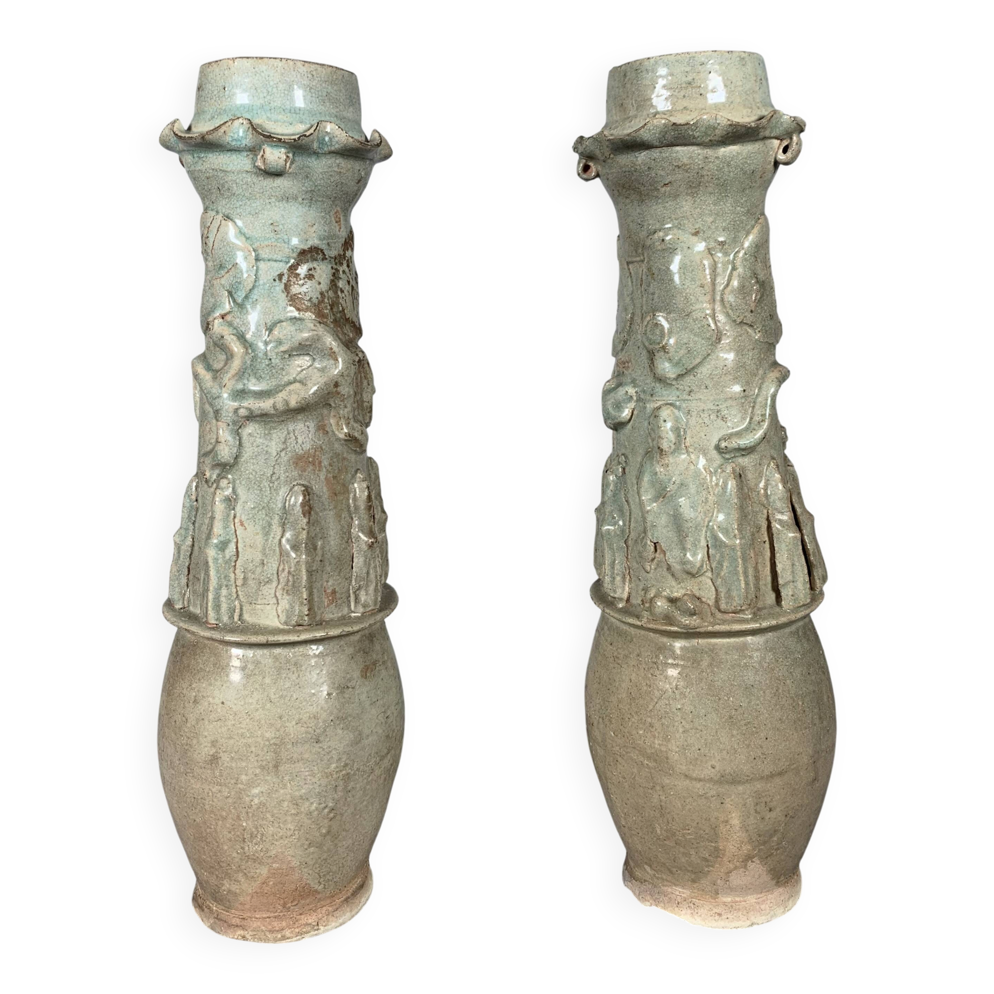 Pair of Funeral Urns - Song Dynasty (960 - 1127) - 50 cm archaeology c