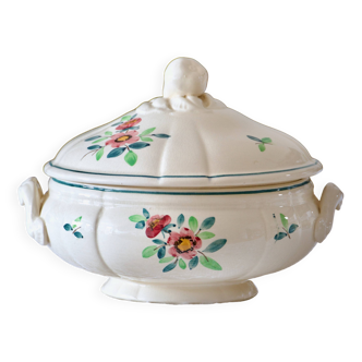 Old hand-painted Sarreguemines Amazonas soup tureen