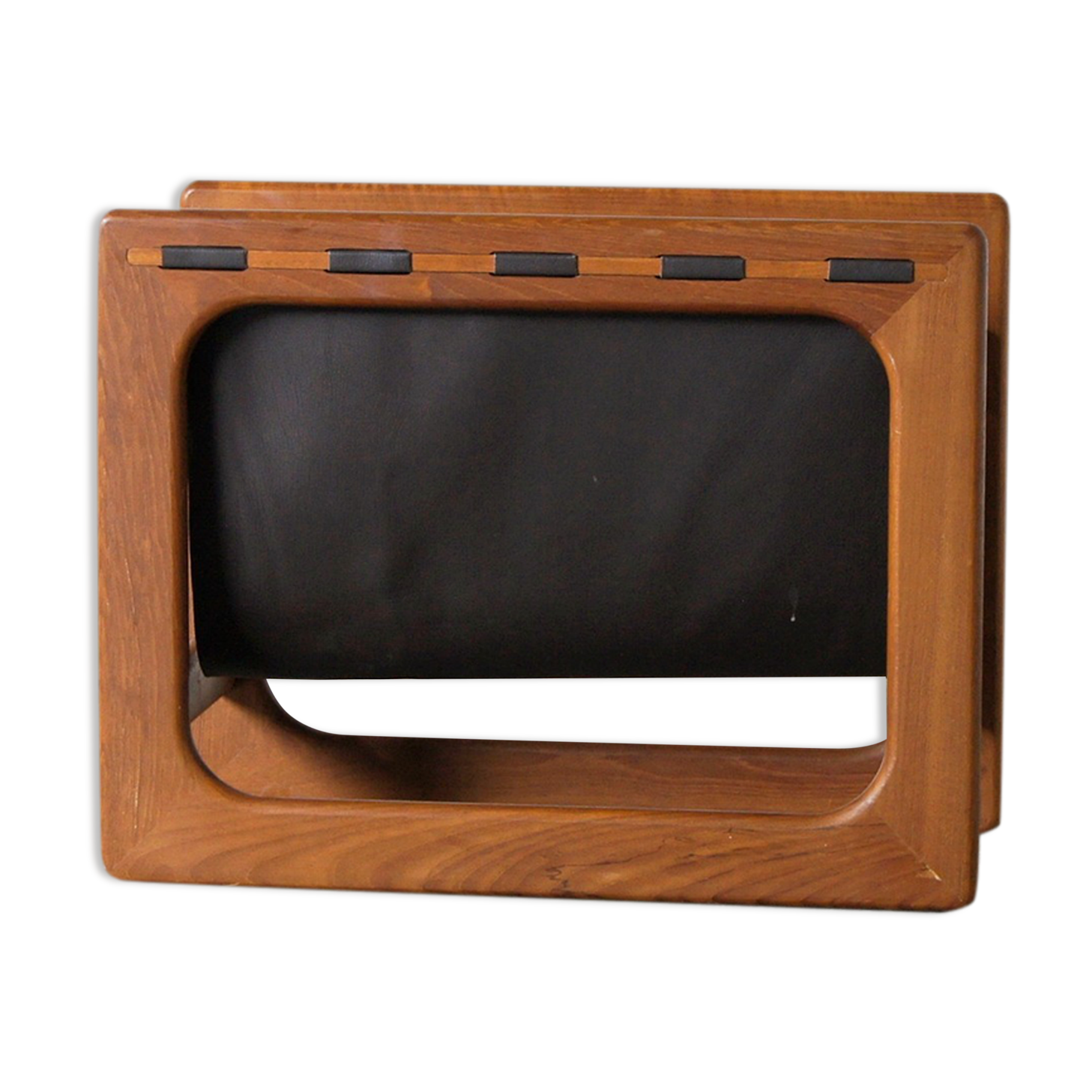 Mid-Century Danish Modern Teak & Leather Magazine Rack from Salin Mobler