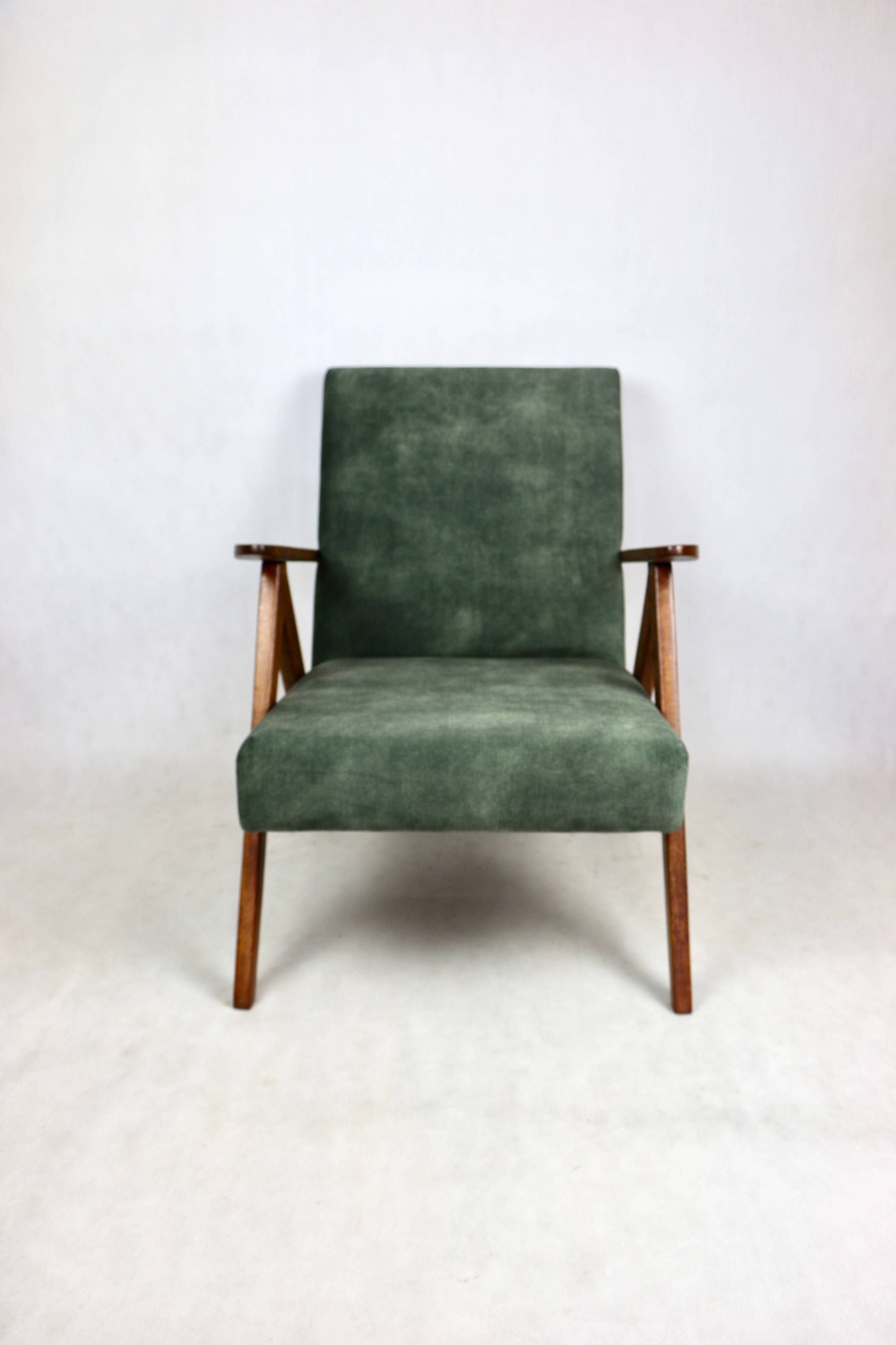 B-310 VAR green olive velvet armchair