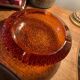 Vintage Amber Textured Glass Ashtray – 1970s – Space Style
