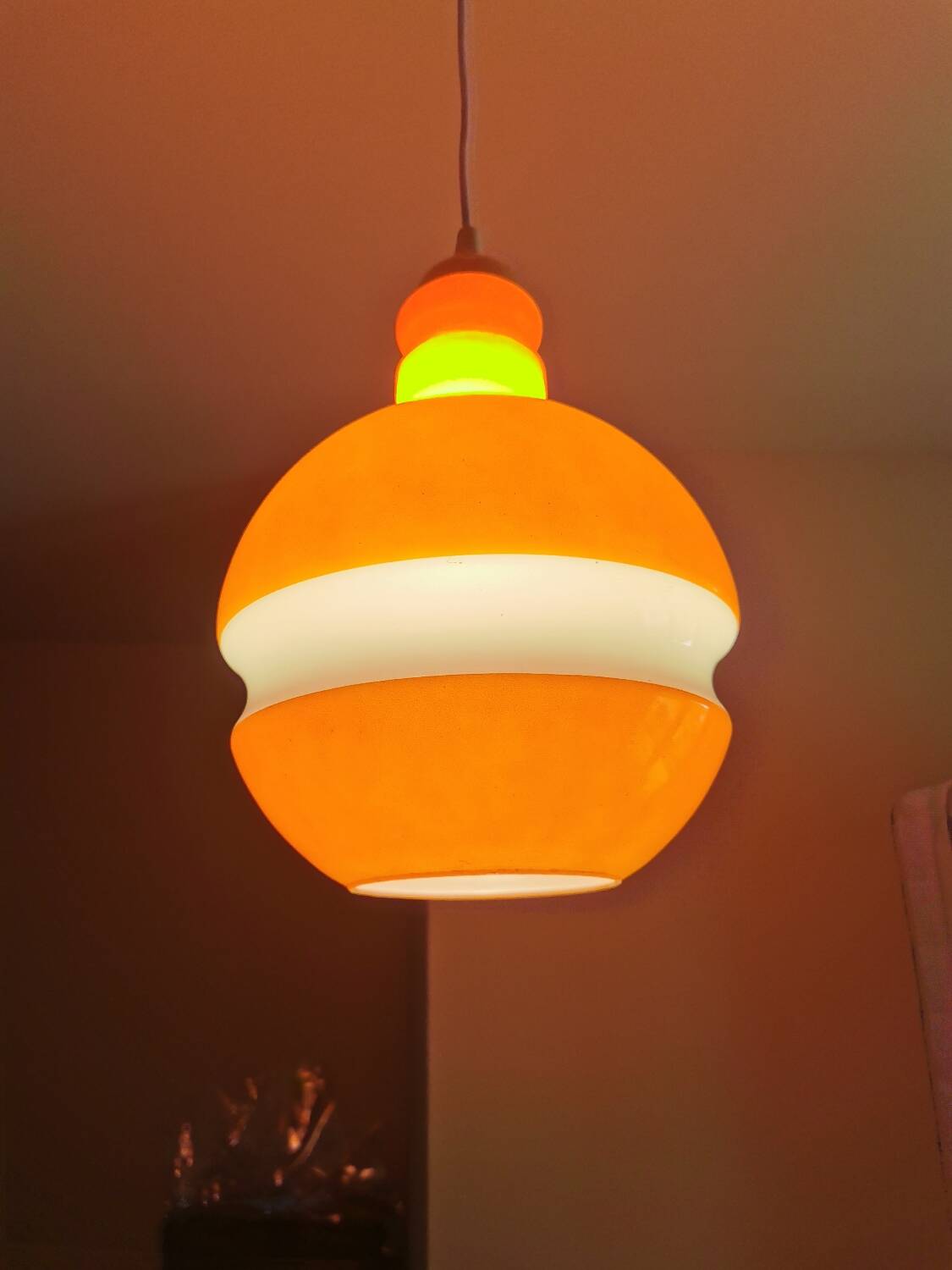 Vintage space age glass pendant light, Peill and Putzler