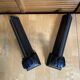 Pair of fireplace chenets raphaël man's head black cast iron vintage #e236