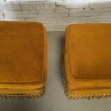 Pair of ottomans with velvet fringes