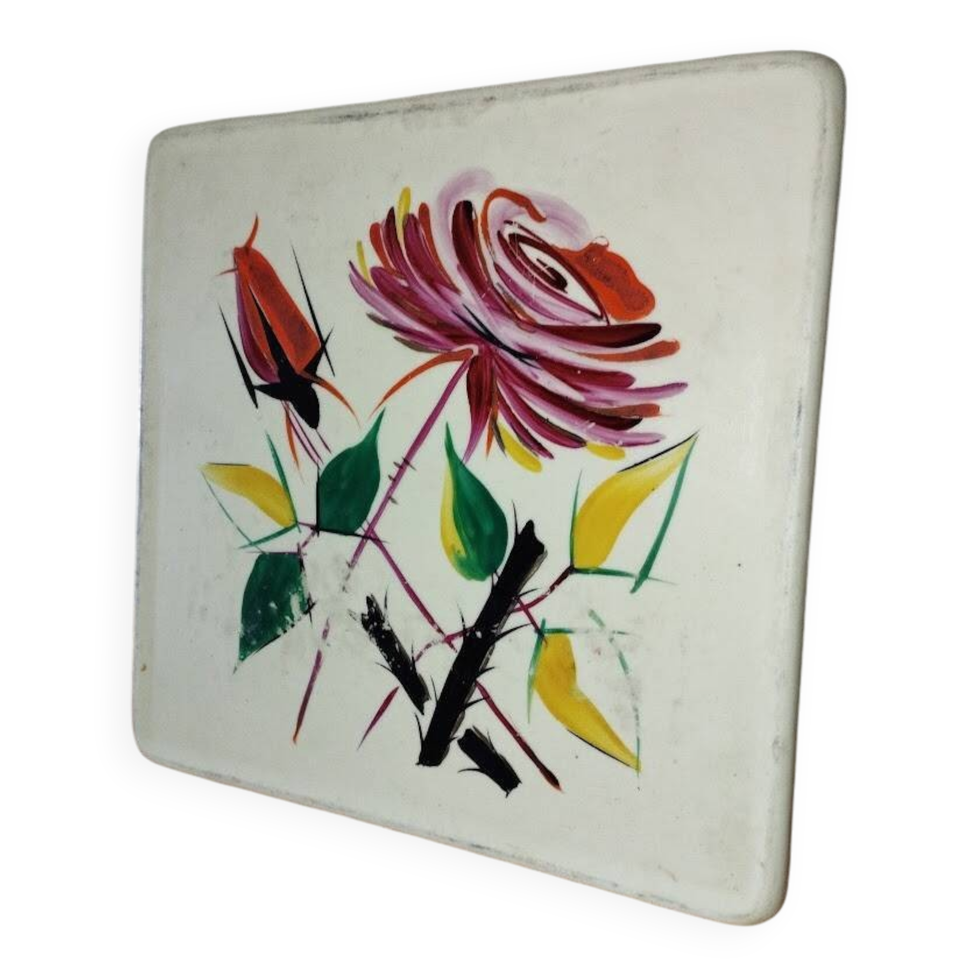 Glazed ceramic trivet Longwy – French manufacture