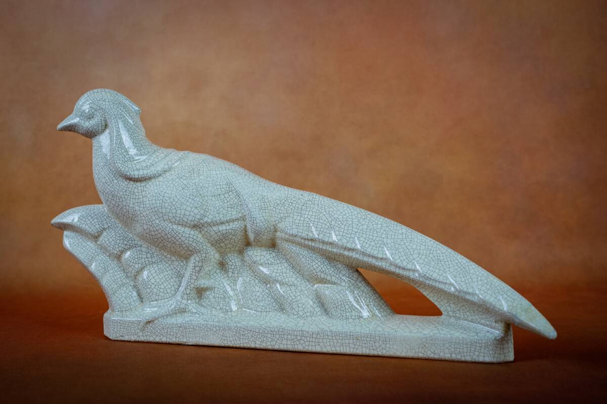 Art Deco pheasant in glazed earthenware by Louis Fontinelle - 1930s