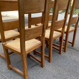 6 solid oak straw farmhouse dining chairs