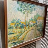 Old oil on panel andré poirson 1954 + vintage wood frame