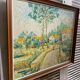 Old oil on panel andré poirson 1954 + vintage wood frame