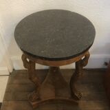 Empire Wood Marquetry Plateau Marble Decoration Swans