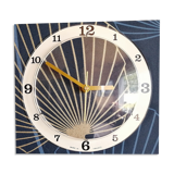 Vintage clock silent rectangular wall pendulum "golden blue vegetable"