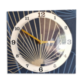 Vintage clock silent rectangular wall pendulum "golden blue vegetable"