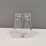 Vintage glass candlesticks/vases from the Danish Holmegaard glassworks.