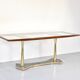 Midcentury Italian Dining Table in Mahogany, Brass, Marble.
