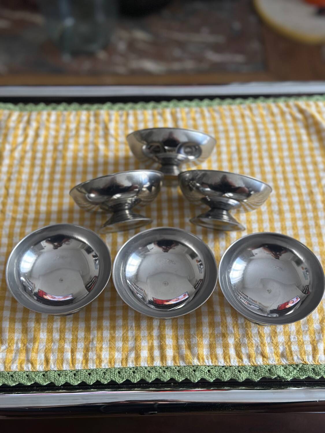 Vintage stainless steel ice cream cups